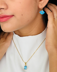 Blue Topaz Oval 18K Gold Pendant
