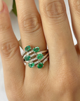Anillo de diamantes esmeralda