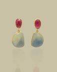 Bellarosa Ruby and Sapphire 18K Gold Plated Silver 925 Earrings