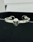Three Skull Silver 925 Men's Cuff Bracelet