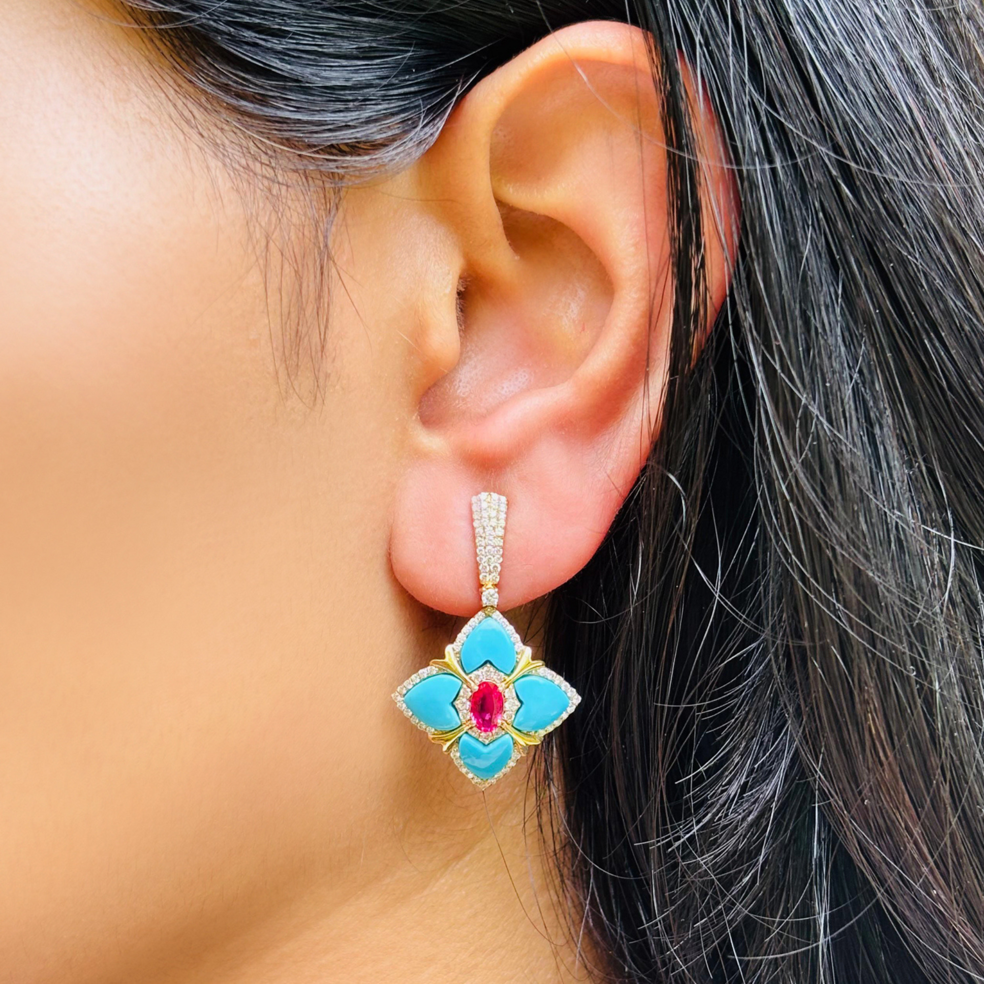 His Turquoise and Ruby Earrings