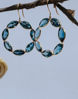 Blue Topaz Loop 18K Gold Earrings