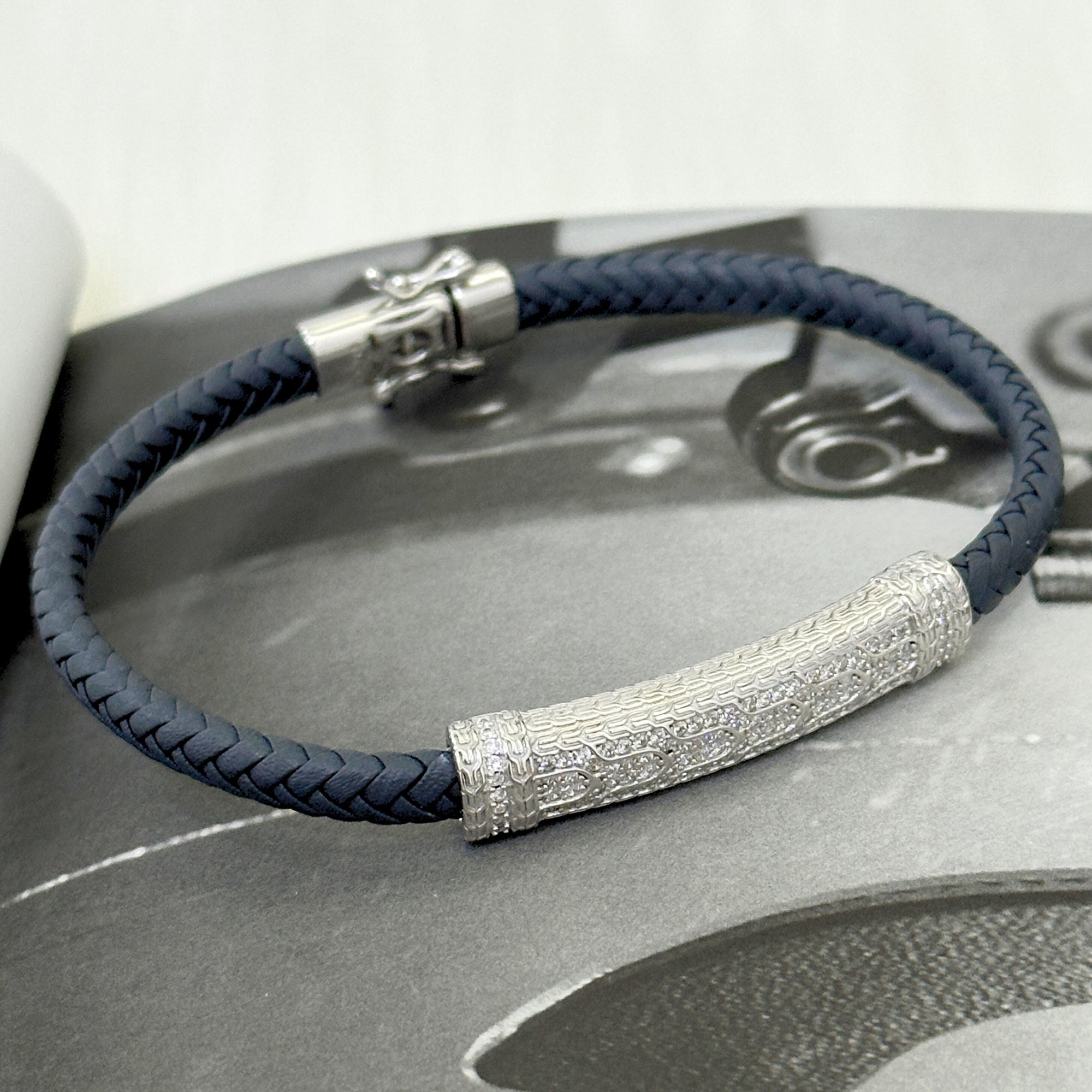 Zern Men's Zircon Silver 925 Bracelet