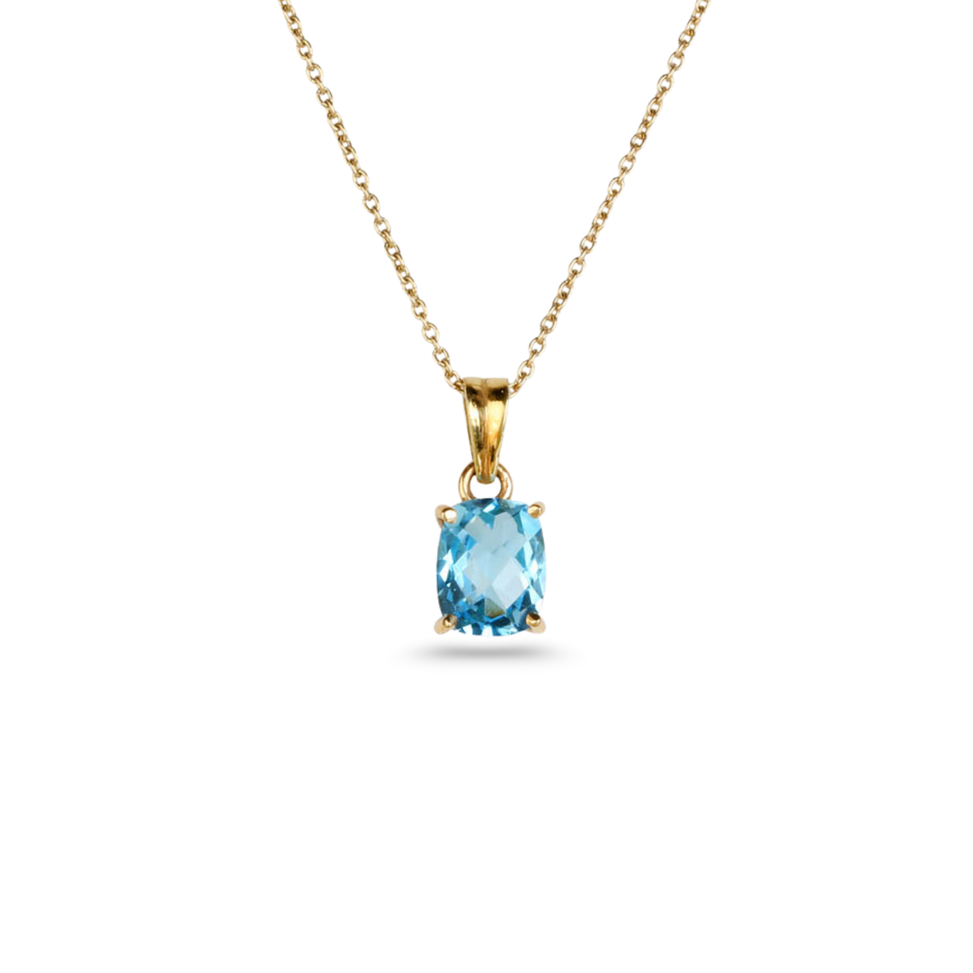 Blue Topaz Oval 18K Gold Pendant