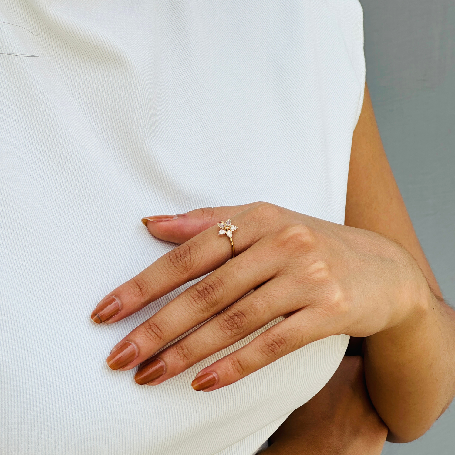 Diamond Flower 18K Gold Ring