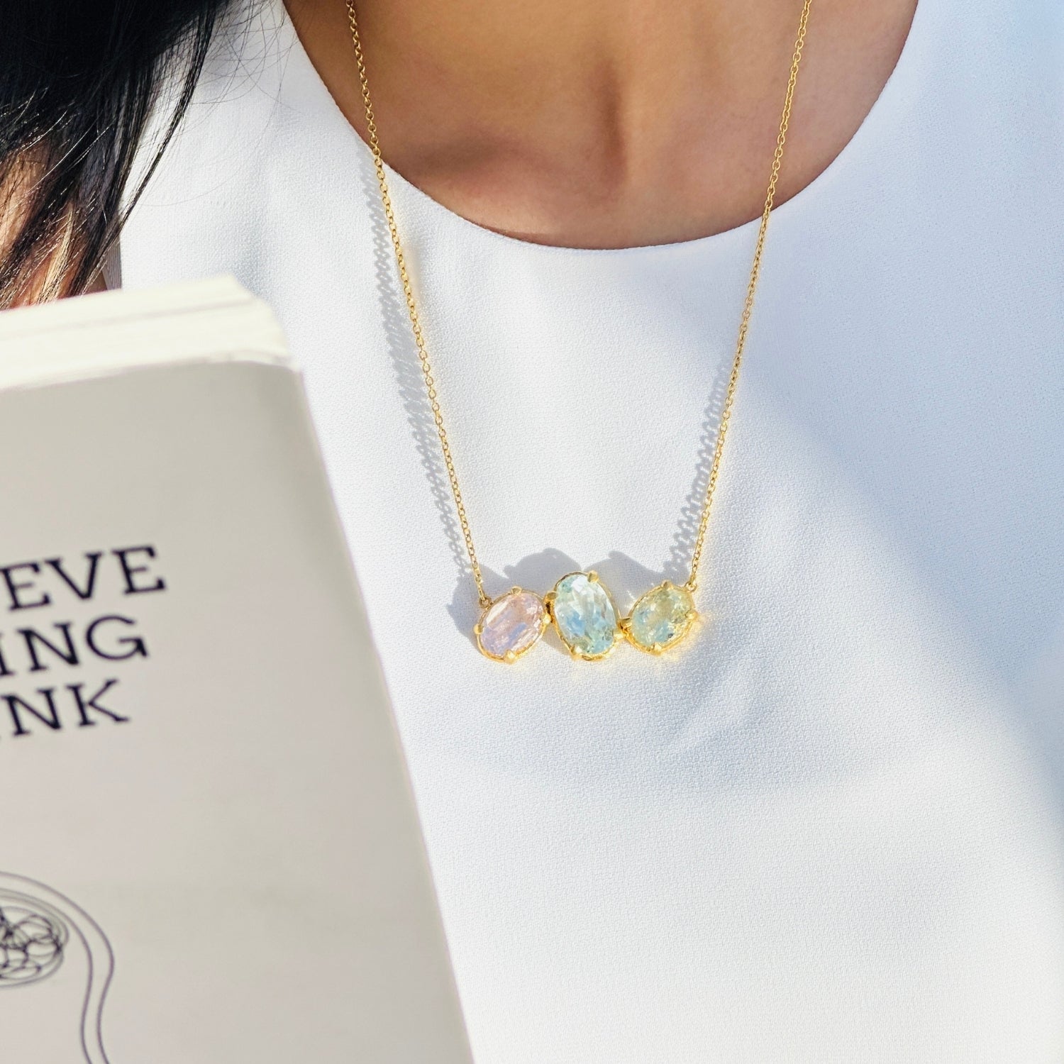 Carrillo Aquamarine 18K Gold Plated Silver 925 Necklace