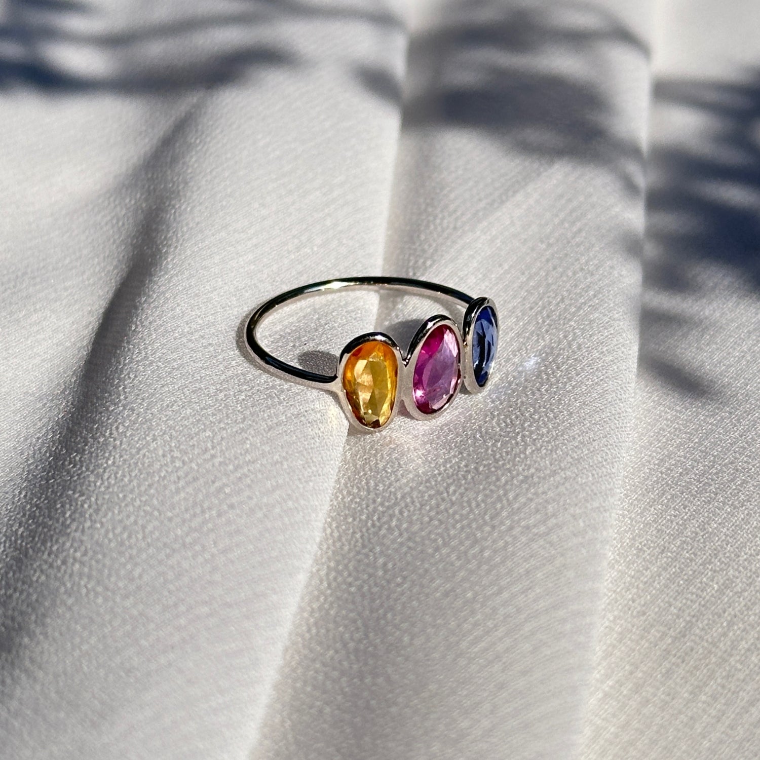 Multi Sapphire 18K White Gold Ring