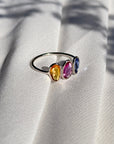 Multi Sapphire 18K White Gold Ring