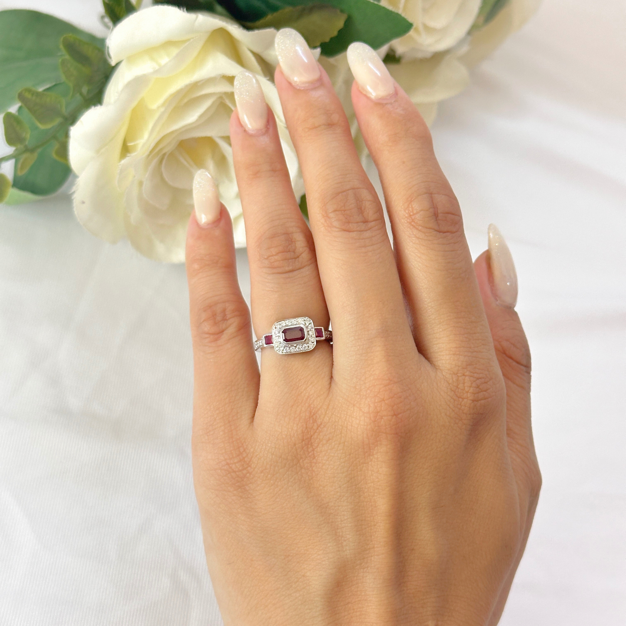 Ruby Diamond White Gold Ring