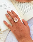 Eclat Rose Quartz Gold Plated Silver 925 Love Ring