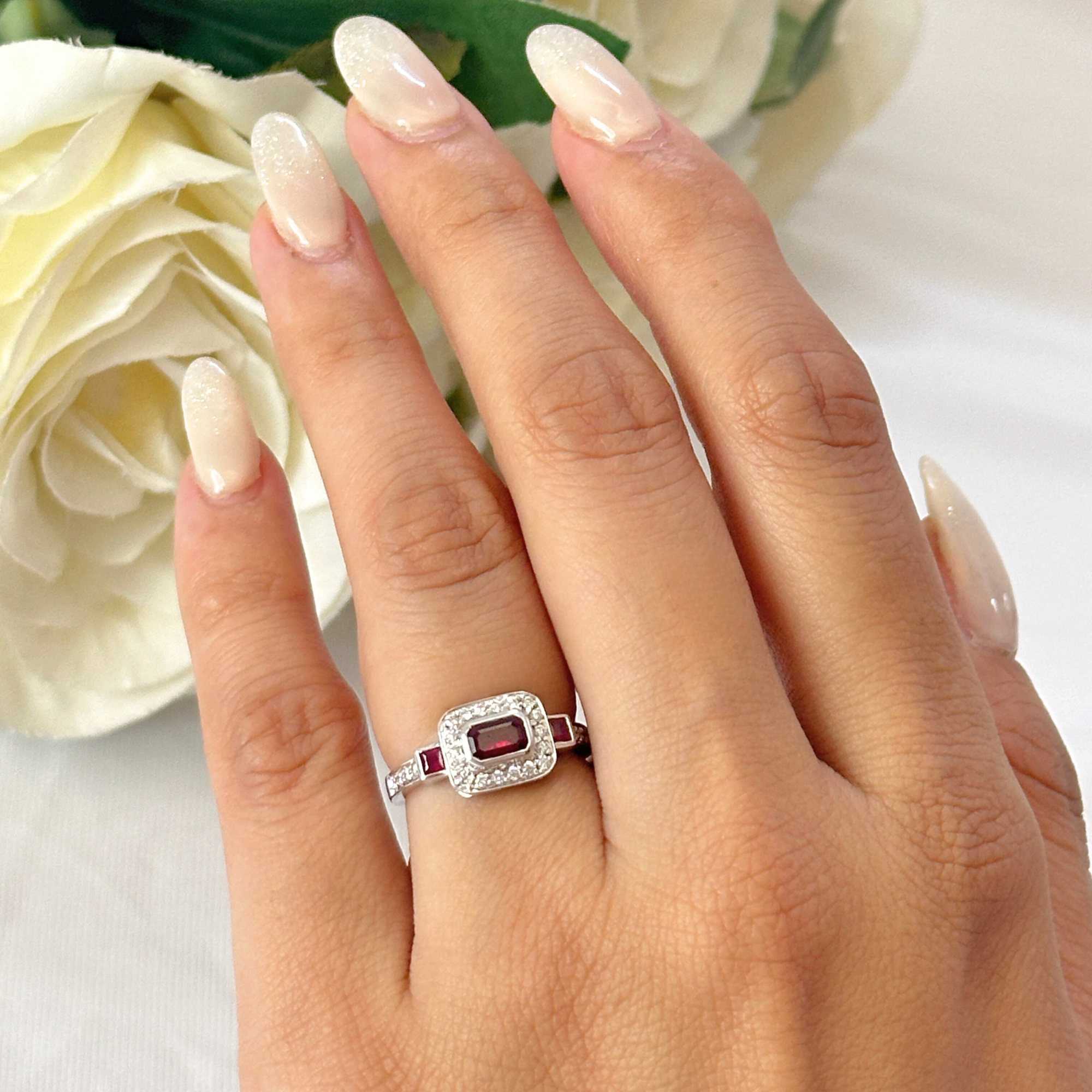 Ruby Diamond White Gold Ring