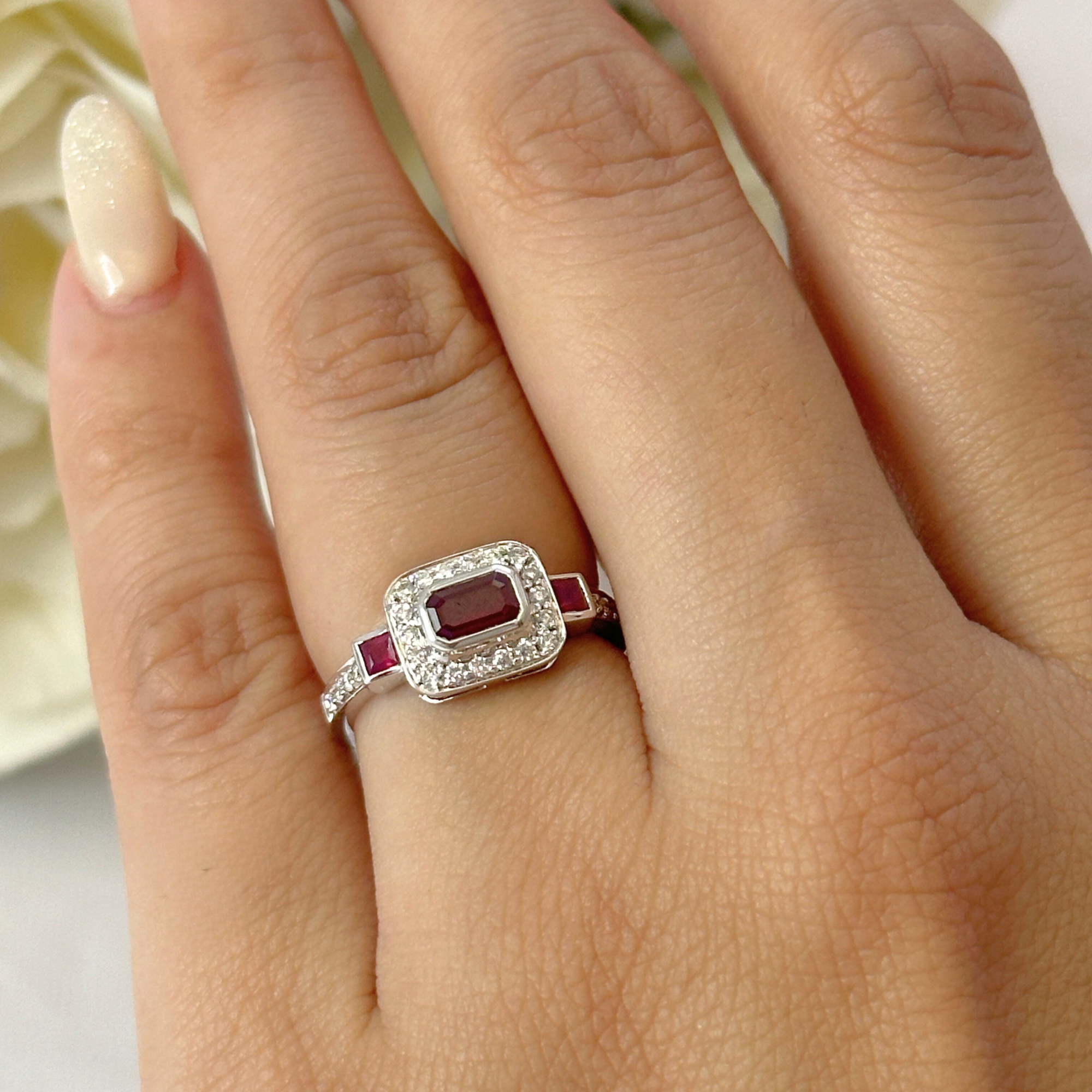 Ruby Diamond White Gold Ring