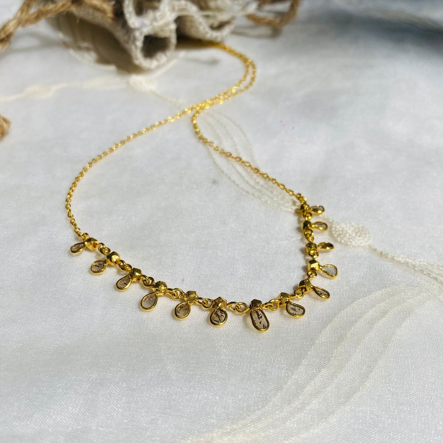 Ranlex Diamond & Pearl 18K Gold Plated Silver 925 Necklace