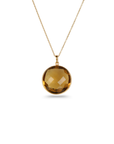 Brown Quartz Round 18K Gold Pendant