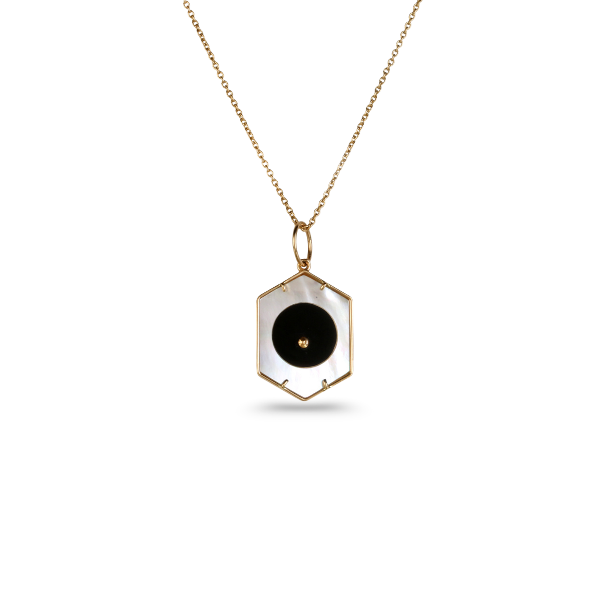 Black Onyx & Diamond 14K Gold Pendant
