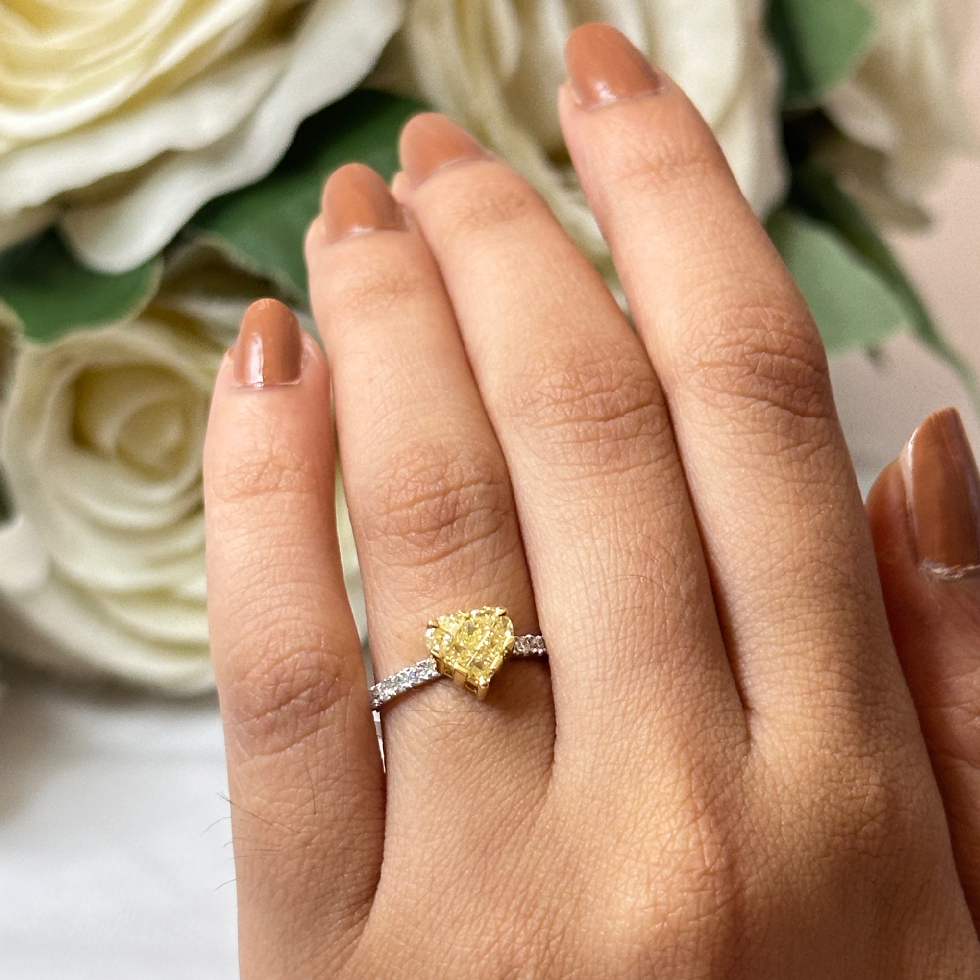 Happy Heart Yellow & White Diamonds Ring
