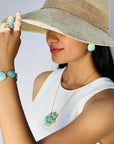 Marine Amazonite 18k Gold Plated Silver 925 Ring
