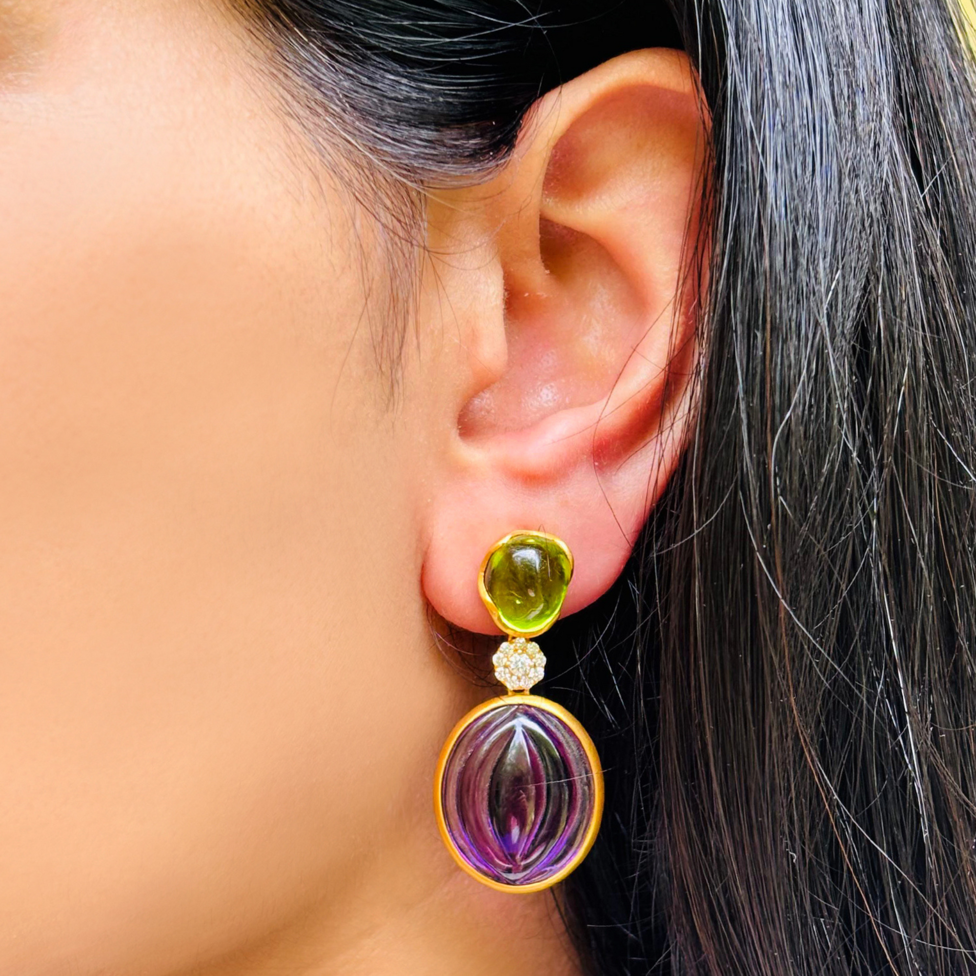 Eri Amethyst and Peridot Earrings