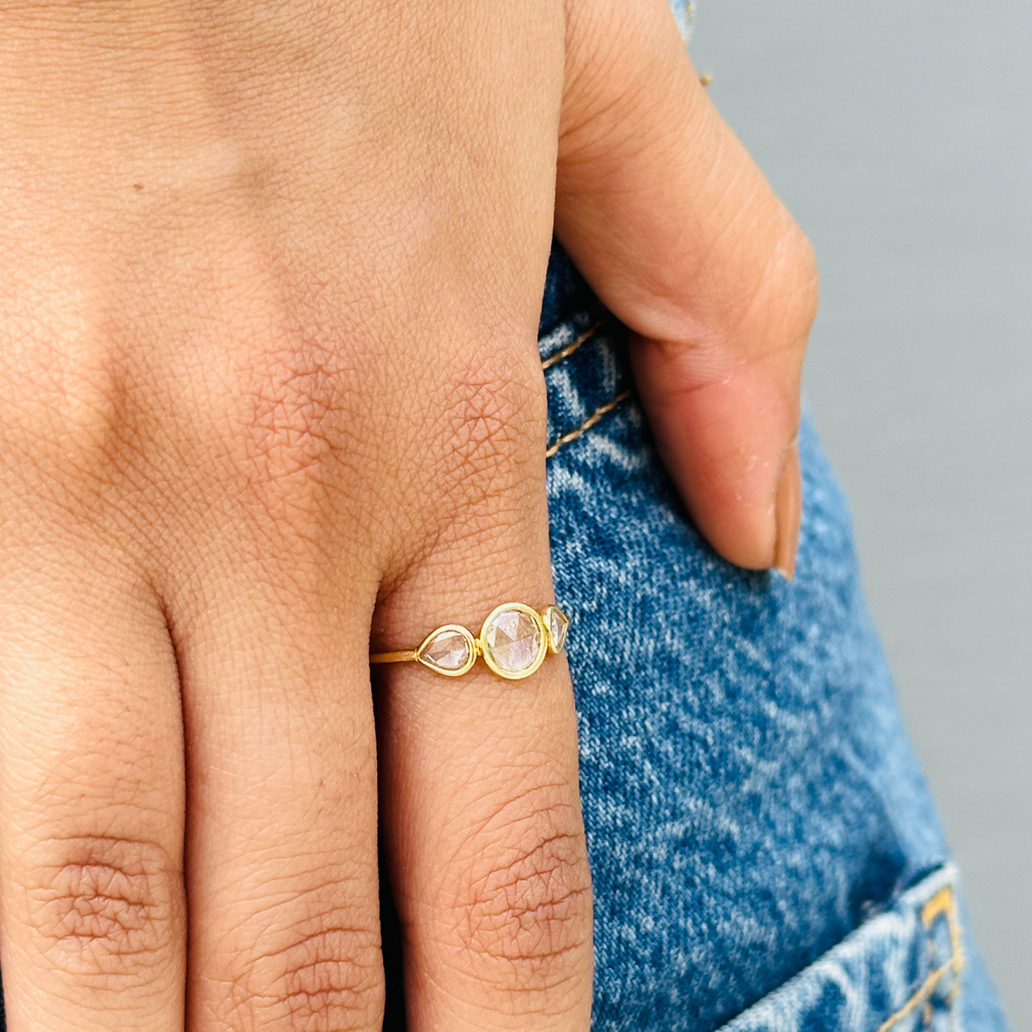 Rose-Cut Diamond 18K Gold Ring