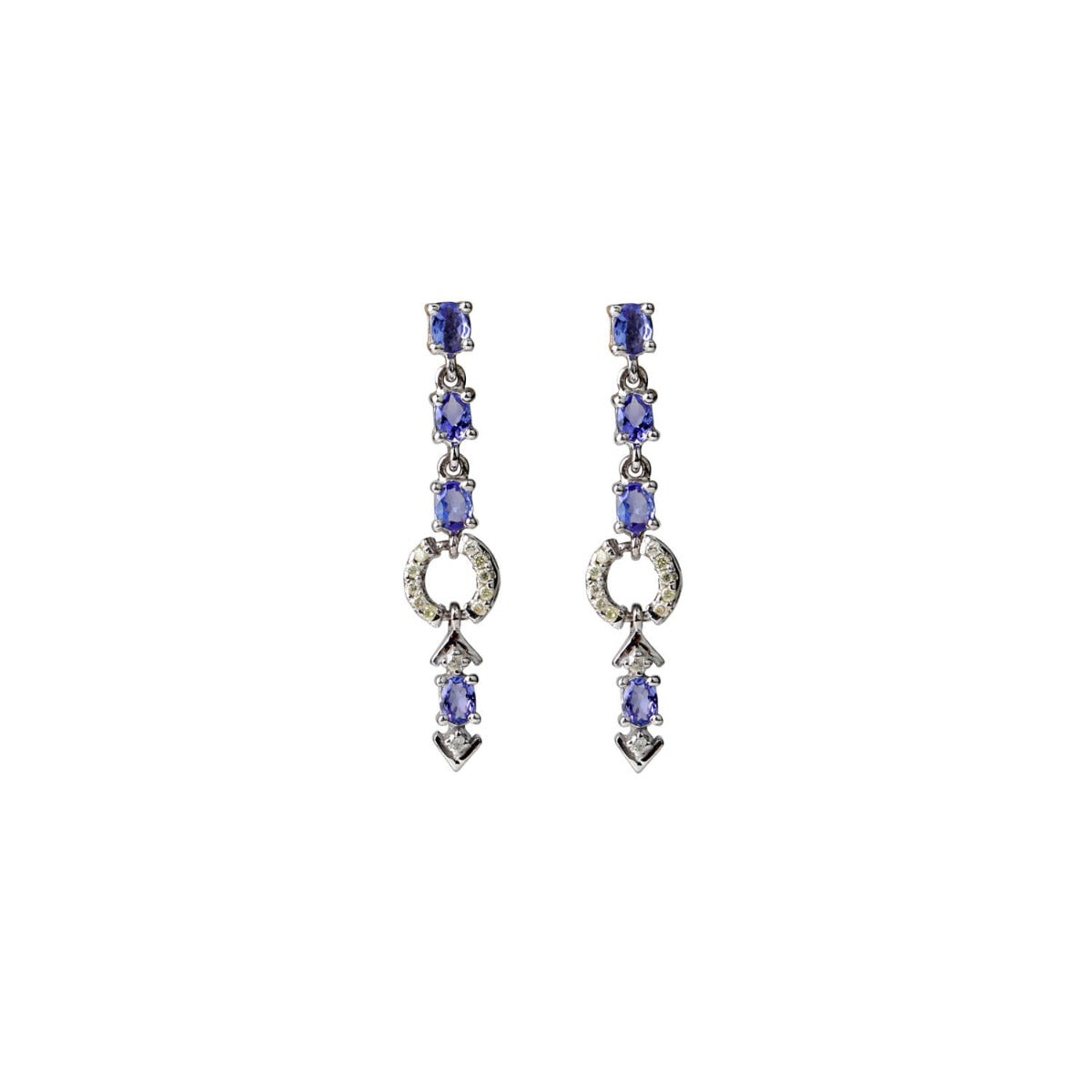 Erratic Tanzanite and Diamond Silver 925 Earrings