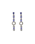 Erratic Tanzanite and Diamond Silver 925 Earrings