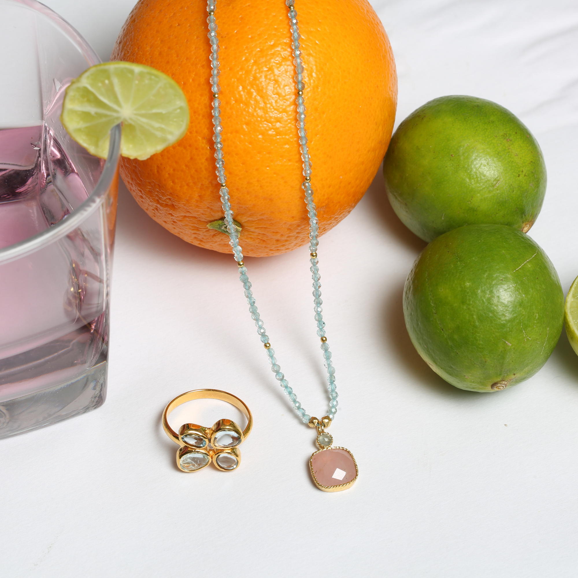 Pippin Aquamarine Gold Plated Silver 925 Ring