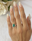 Lotus shape Emerald & Diamond 18K Gold Ring