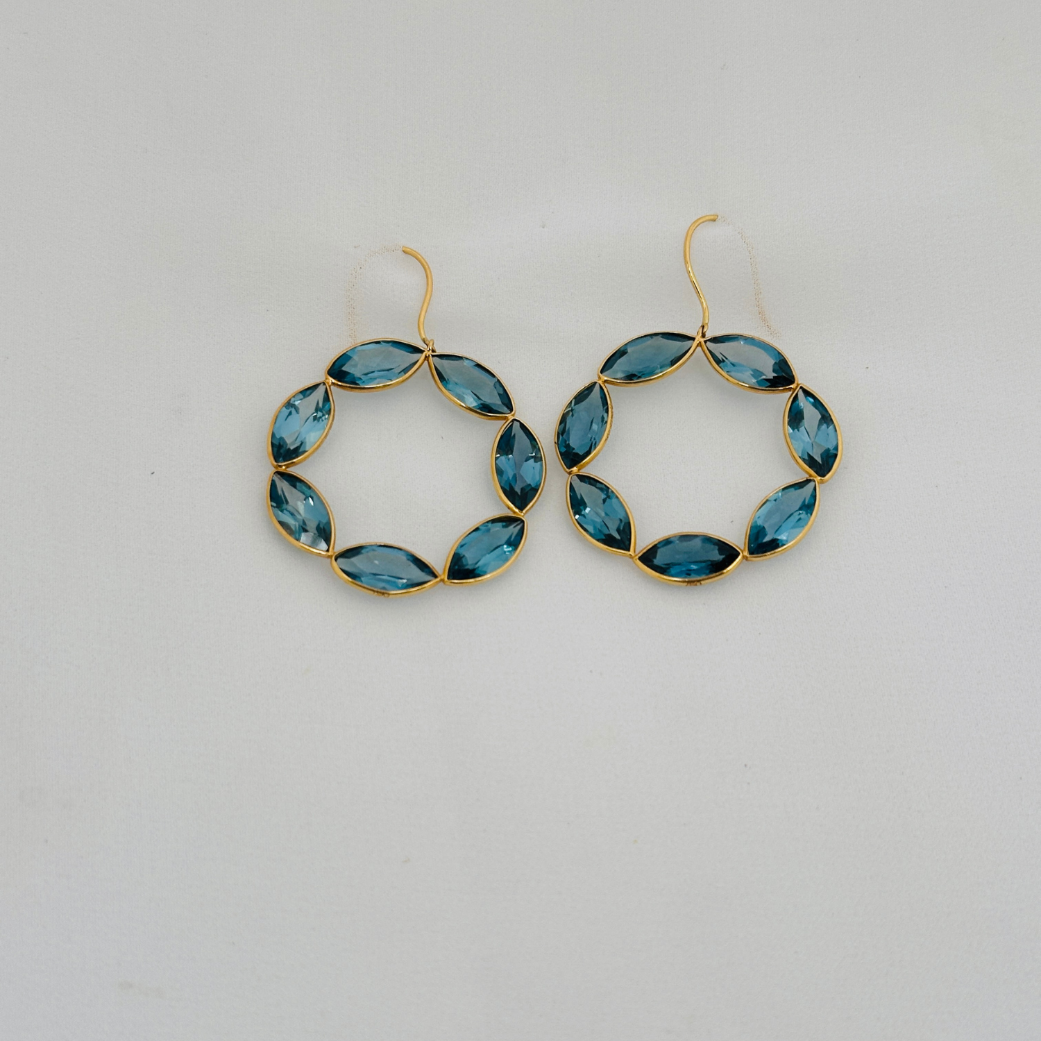 Blue Topaz Loop 18K Gold Earrings