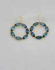 Blue Topaz Loop 18K Gold Earrings