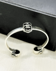 Three Skull Silver 925 Men's Cuff Bracelet