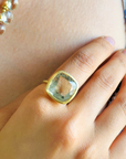 Quasar Green Amethyst Gold Plated Silver Ring