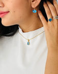 Blue Topaz Oval 18K Gold Pendant