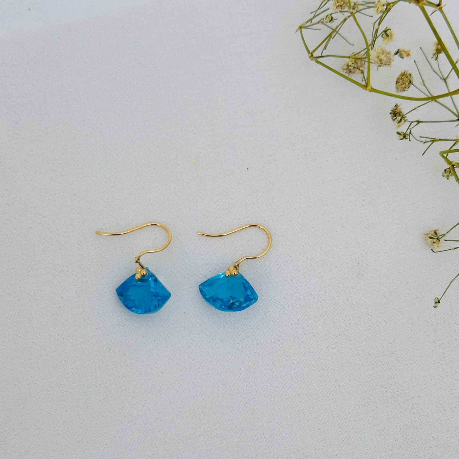 Blue Topaz 18K Gold Earrings