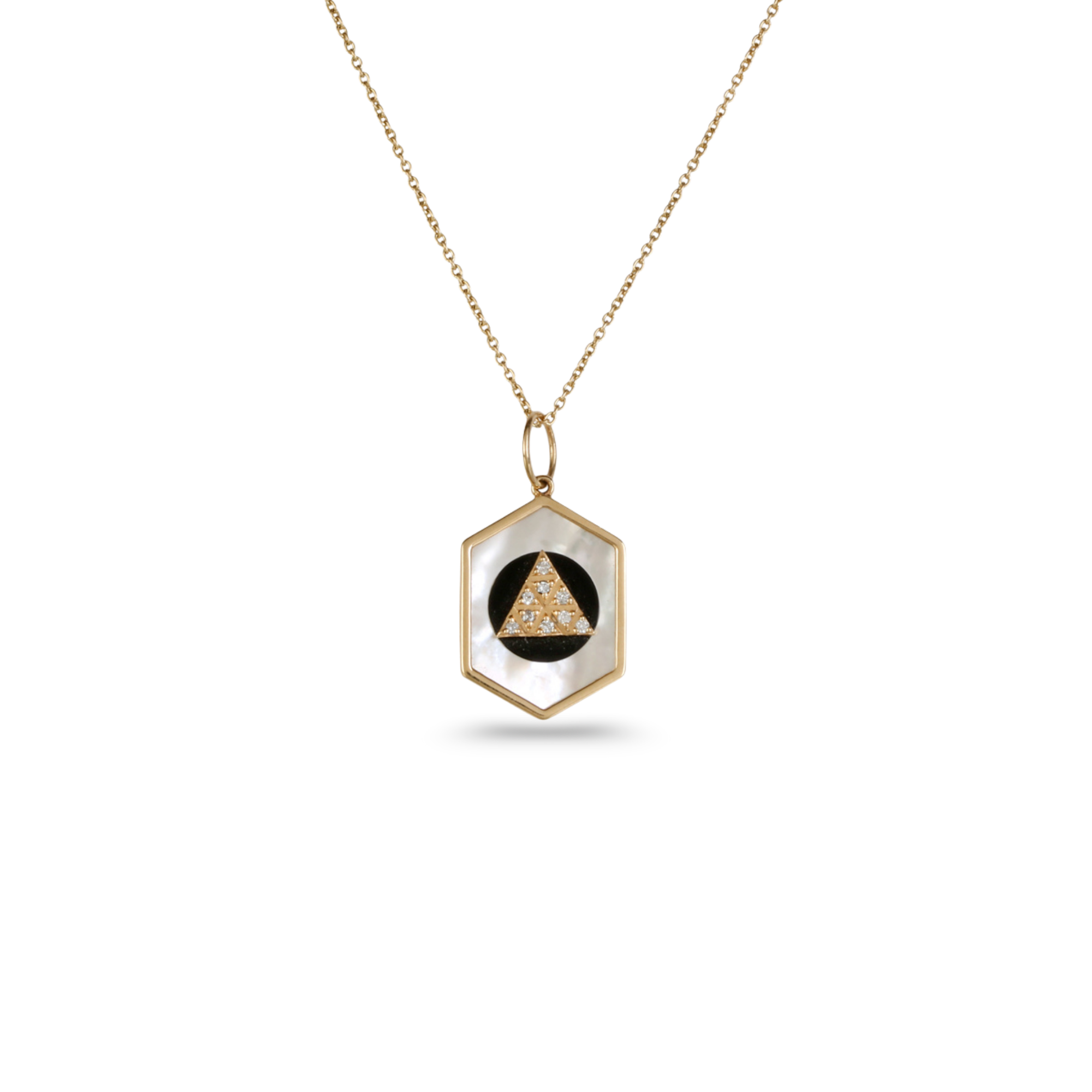 Black Onyx & Diamond 14K Gold Pendant