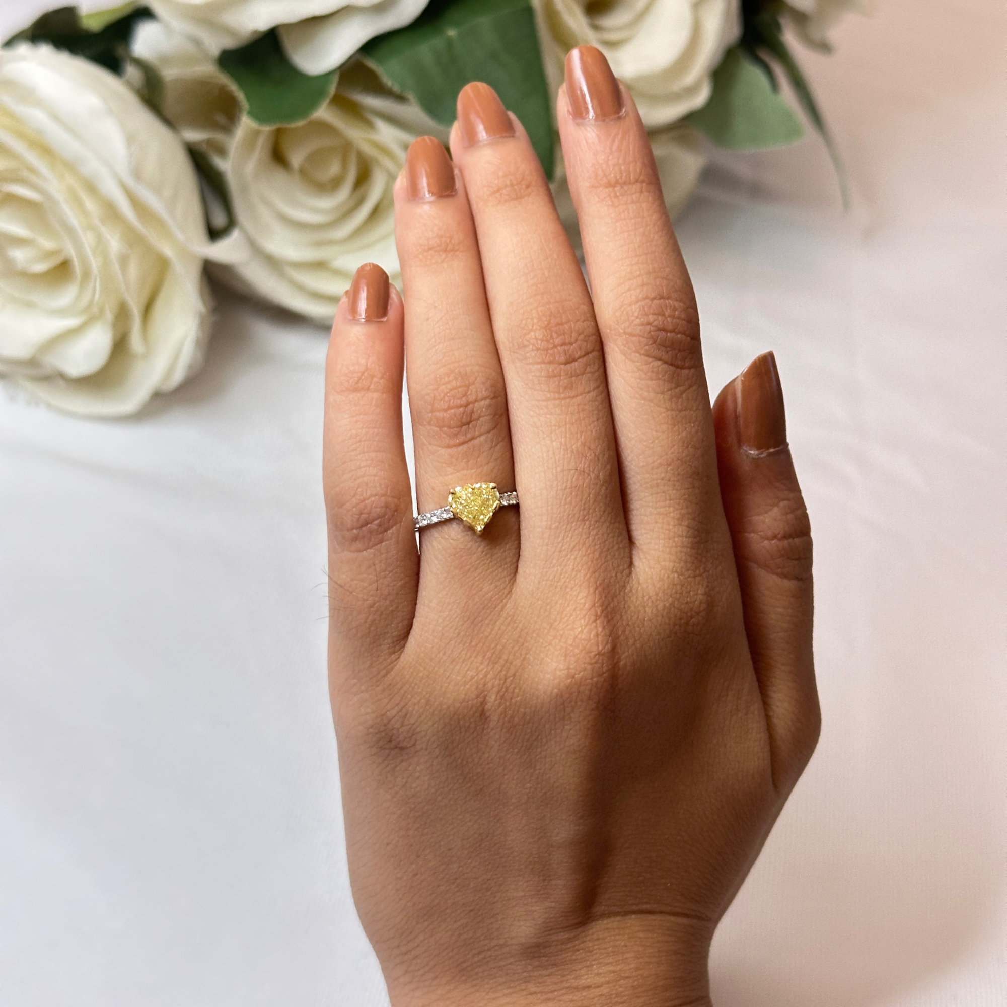 Happy Heart Yellow & White Diamonds Ring