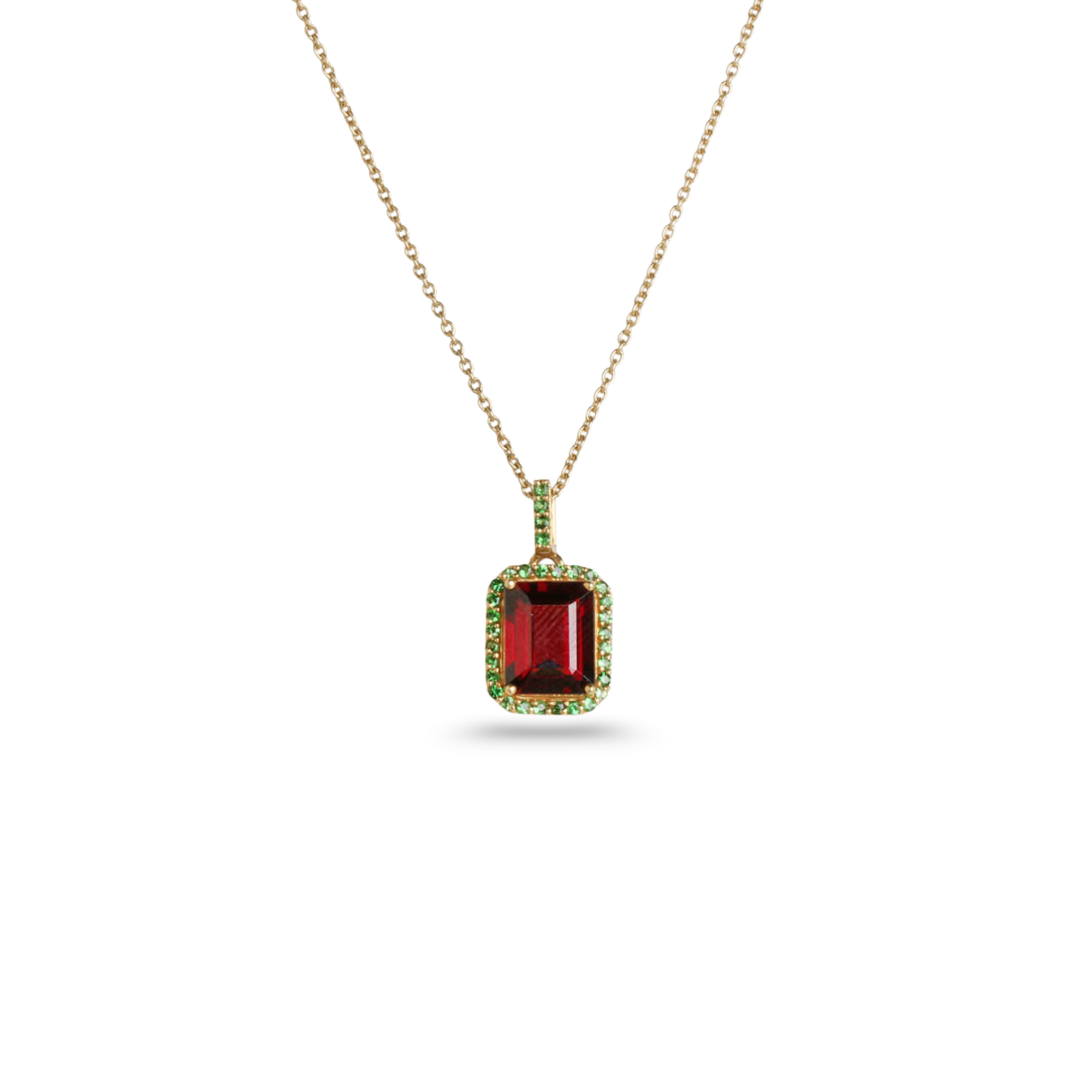 Garnet & Tsavorite 18K Gold Pendant