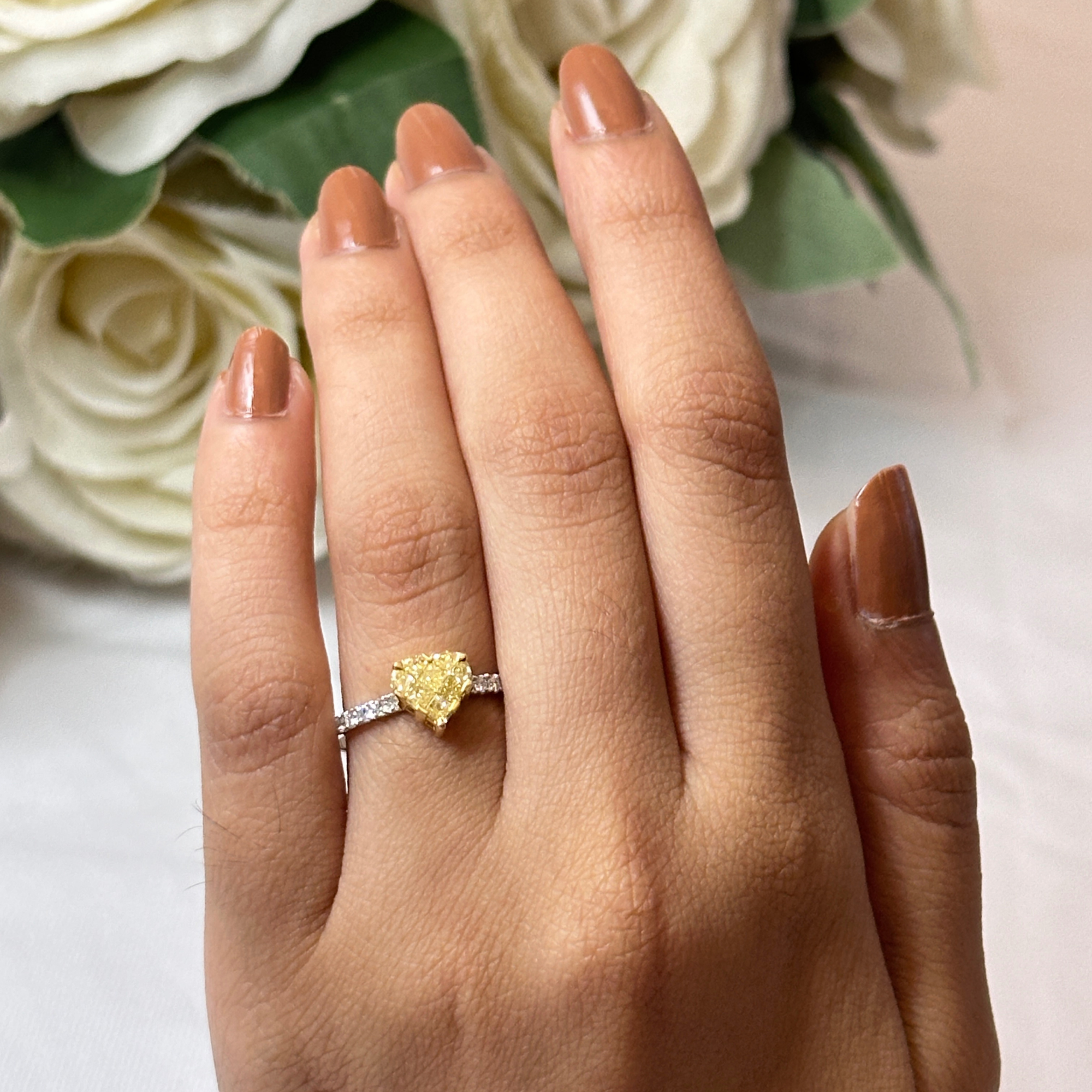 Happy Heart Yellow & White Diamonds Ring