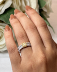 Halo Yellow & White Diamond Ring