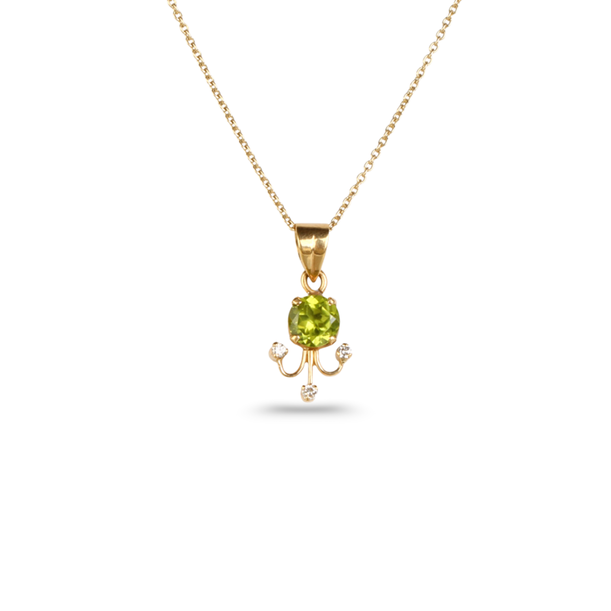 Peridot & Diamond 18K Gold Pendant