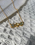 Aqua Three Stone 18 K Gold Plated Silver Necklace