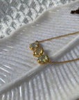 Aqua Three Stone 18 K Gold Plated Silver Necklace