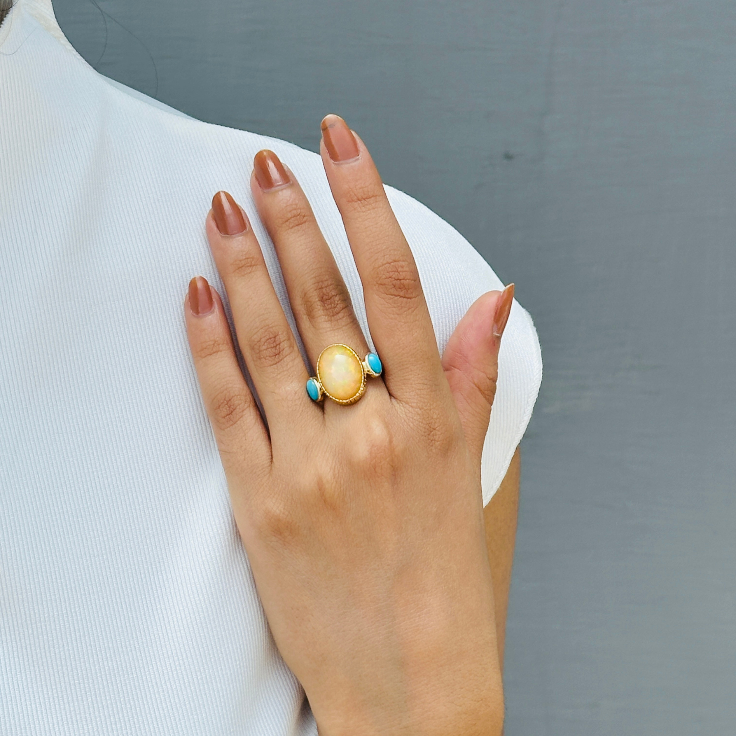 Opal & Turquoise 18K Gold Ring