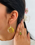 Lemon Quartz & Diamond 18K Gold Earrings