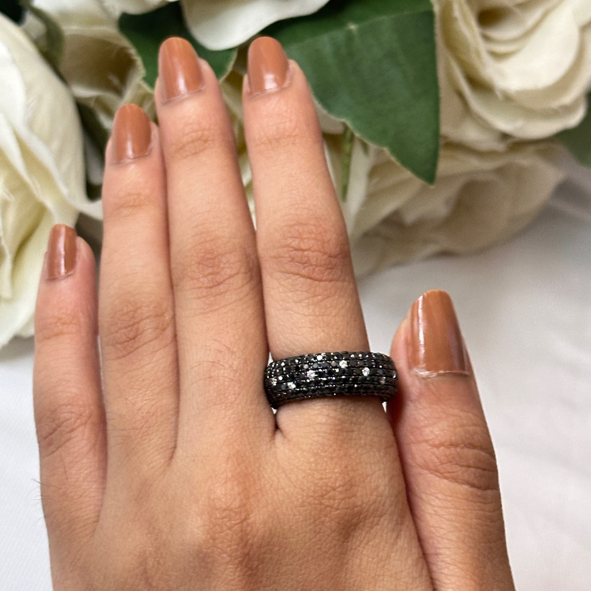 Black & White Pave Diamond Band