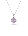 Amethyst Flower 18K White Gold Pendant