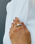 Pearl and Diamond 18K White Gold Ring