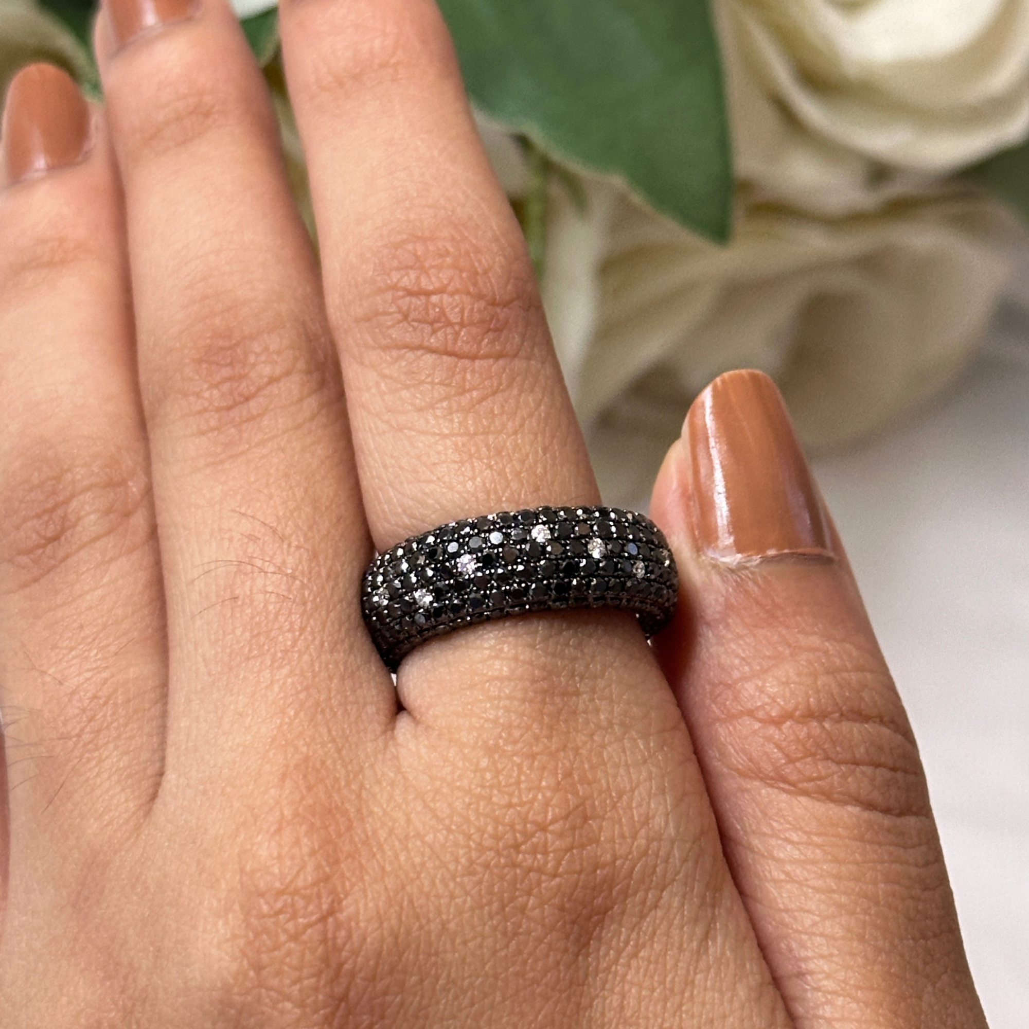 Black & White Pave Diamond Band