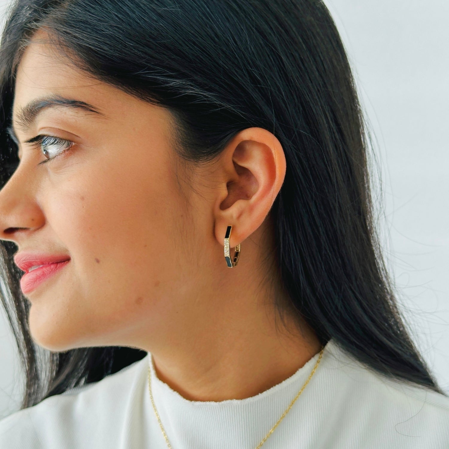 Black Onyx & Diamond 14K Gold Earrings