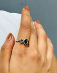 Diopside & Pink Tourmaline 18K White Gold Ring