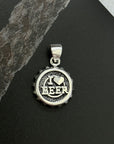 I Love Beer Silver 925 Men's Pendant